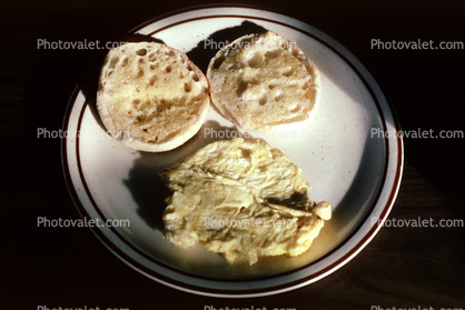 Scrambled Eggs, English Muffin, toast, butter
