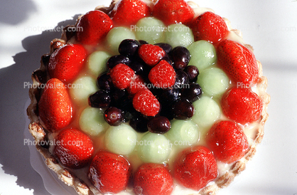 Fruit Pie, Strawberries, melon, Cherry, round texture