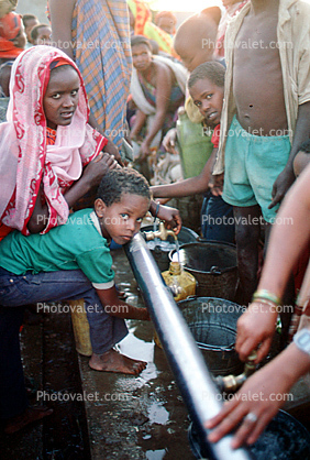 Water Pump, Pumping Water, Well, Refugee Camp, Somalia