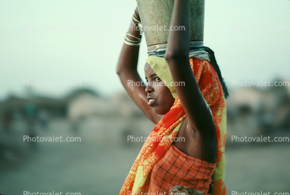 pail, bucket, Woman, Refugee Camp, Somalia