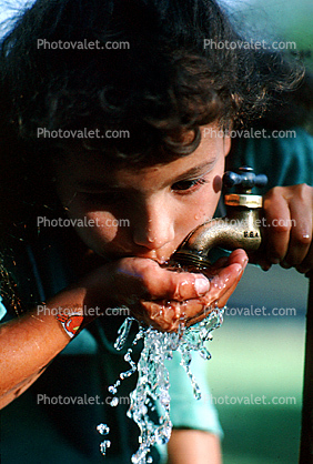 Girl, Drinking Water, Faucet
