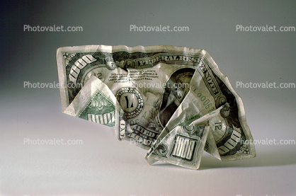 Crumpled One Thousand dollar bill, One Thousand dollar bill, Paper Money, Cash