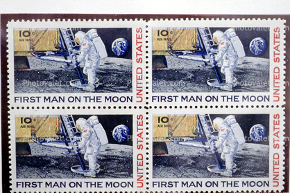 NASA moon landing, First Man on the Moon, Ten Cent Stamp, Philatelic Endowment Fund, LEM, Lunar Module