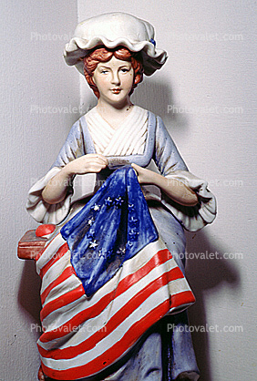 Betsy Ross Porcelain figurine, Old Glory, USA, United States of America, 76 Flag
