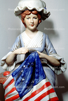 Betsy Ross sewing 13-state flag, Old Glory, USA, United States of America
