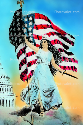 Lady Liberty, USA, Capitol, Star Spangled Banner, Old Glory, USA Flag, United States of America