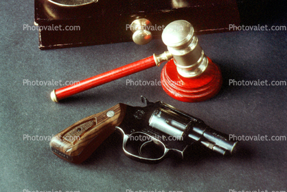 Hand Gun, Revolver, Gun Control, Pistol, Second Amendment, Scales of Justice, Gavel, Mallet, Handle
