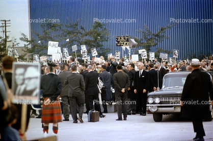 Crowds, Banners, Cadillac Limousine, Barry Goldwater Presidential Campaign 1964, 1960s
