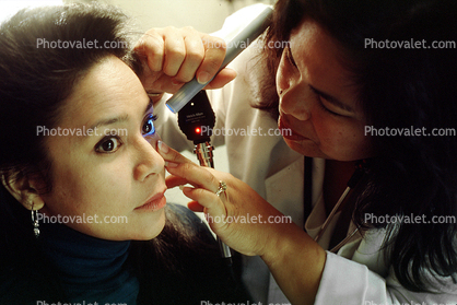 Woman gets an Eye Examination