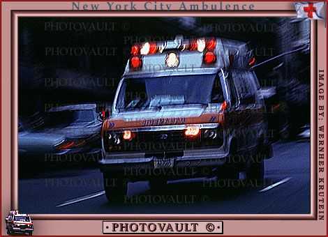 ambulance, New York City, flashing lights