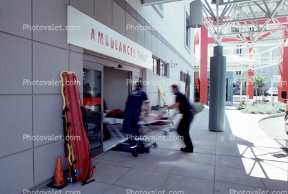 Patient, Guerney, Rushing Technicians, Emergency Entrance