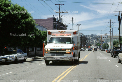 Ambulance, flashing lights, July 2001