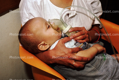 Oxygen Mask, Newborn Baby, Infant, Well Baby Clinic, Mother Breastfeeding her Child, La Leche