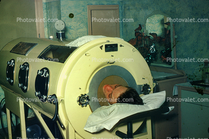 Man, Person, Breathing, Iron Lung, Polio, 1940s