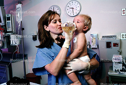 Patient, Baby, Infant, Pediatrics, Doctor, Nurse, Pediatrician, Bottle Feeding, Clock