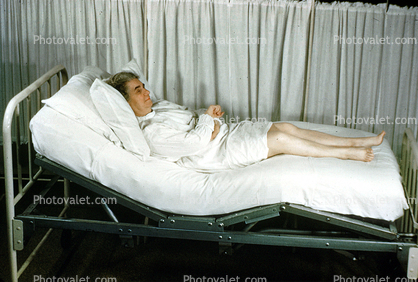 Patient in bed, Man, Male, 1949, 1940s