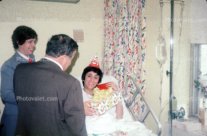 Birthday Celebration in Hospital Bed, 1950s