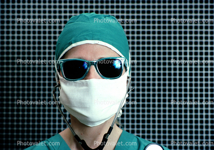 Woman Doctor, Glasses, Mask, Cap, Surgeon