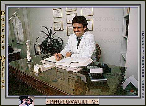 Male Doctor, Desk, Smile, Mustache