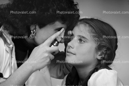 Doctor and girl patient, eye examination, exam, female, woman