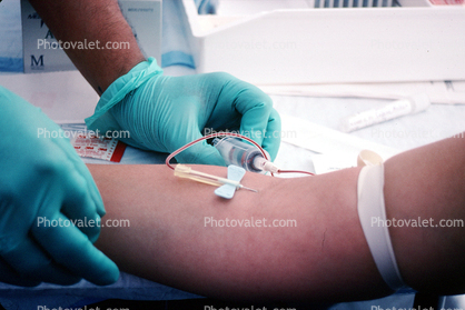 Woman, getting a, Blood Test, Arm, Needle