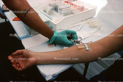 Woman, getting a, Blood Test, Arm, Needle