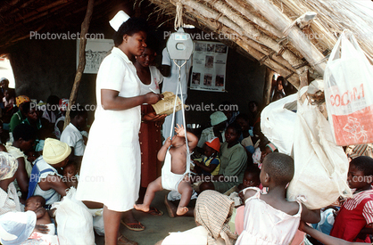 Nurse, Weighing a Toddler, Well Baby Clinic, Rushinga Zimbabwe