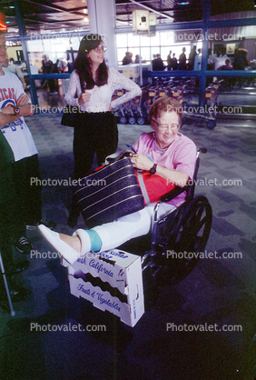Woman with Broken Leg, Wheel Chair