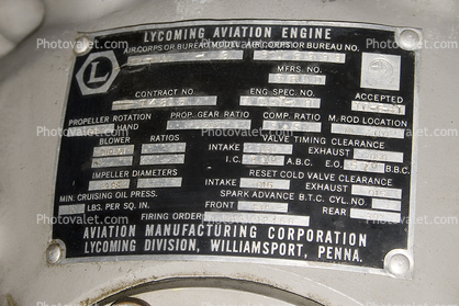 Lycoming Aviation Engine, piston