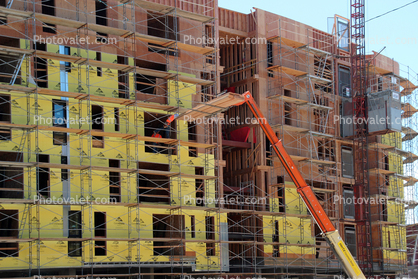Telescopic Forklift, scaffolding, Telehandler delivers lumber, elevator