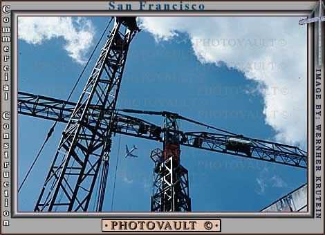 Tower Crane with Jet Plane, clouds, truss