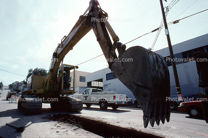 Caterpillar Hydraulic Excavator, Crawler, Tracked, Sewer Pipe Installation, Potrero Hill