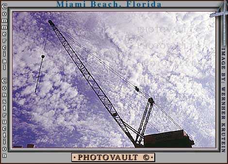 Crane, alto cumulus clouds