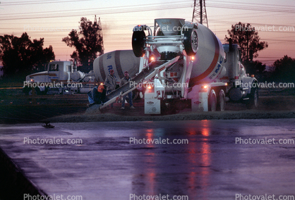 cement pour for a large warehouse floor, early morning, Twilight, Dusk, Dawn