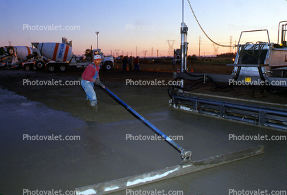 early morning pouring cement for a large floor