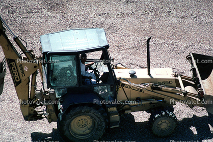 Ford 555C backhoe loader tractor, wheeled shovel, Building Mile High Stadium, Earthmoving, Earthmover, Digger