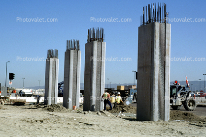 rebar columns, cement