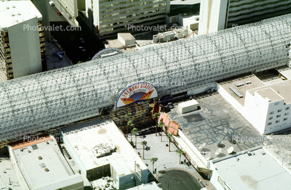 The Construction of Fremont Street Experience, Buildings, Downtown Las Vegas, Canopy, FSE, aerial