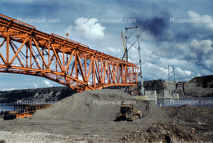 Peace River Bridge construction, Mile 35, July 1959, 1950s