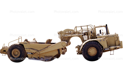 Caterpillar 621E Motor Scraper, Wheeled, wheel tractor-scraper, earthmover, earthmoving, photo-object, object, cut-out, cutout