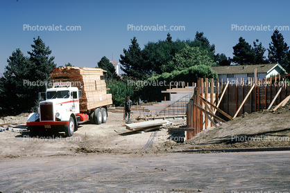 Lumber Truck, home, house, driveway