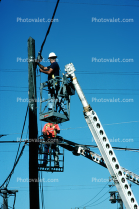 Lineman, Worker, Pole, Cherry Picker, Van, manlift, telescopic crane, linesman, telehandler