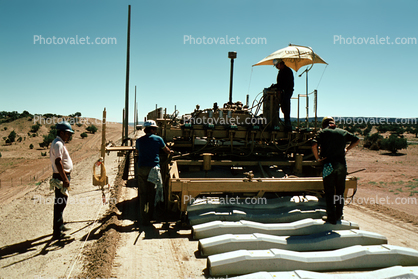 Laying down Concrete Ties, Caterpillar Machine, Foundation, July 1972, 1970s