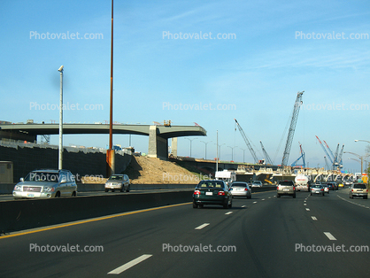 Cars, crane, Freeway, southern Maryland