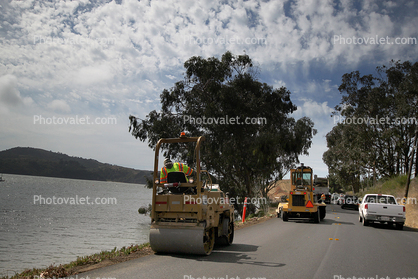 Road Compactor, Road Roller, PCH, Highway-1, Marshall California