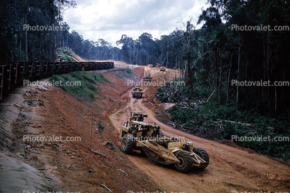 Wheel tractor-scraper, Rain Forest, Burma, Scraper, Earthmoving, Earthmover, Deforestation