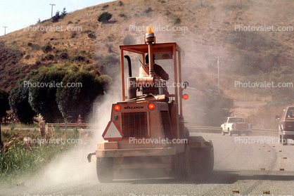 Road Sweeper, dust, roadside