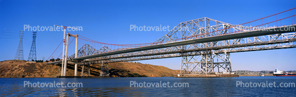 Tower Crane, Carquinez Strait Bridge, Alfred Zampa Memorial Bridge being built, Panorama, Crockett California