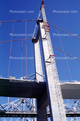 Tower Crane, Carquinez Strait Bridge, Alfred Zampa Memorial Bridge being built, Interstate Highway I-80, Crockett California