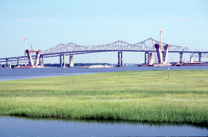 Arthur Ravenel Jr. Bridge, Cooper River, New Bridge Construction, Tower Crane, Cable-stayed bridge